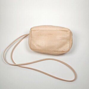 BAGGU Light Pastel Pink Leather Mini Crossbody Purse Handbag Made in USA
